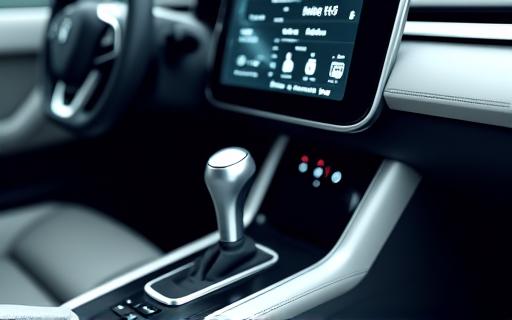 Dashboard van een moderne lesauto met automatische transmissie